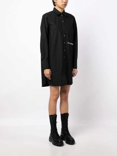 Karl Lagerfeld Logo-embossed Cotton Shirt Dress In Schwarz