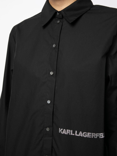 Karl Lagerfeld Logo-embossed Cotton Shirt Dress In Schwarz