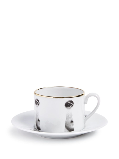 Shop Fornasetti Variazioni Serratura Tea Cup In Weiss