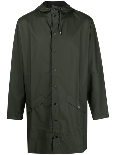 Shop Rains Lightweight Waterproof Hooded Raincoat In Grün