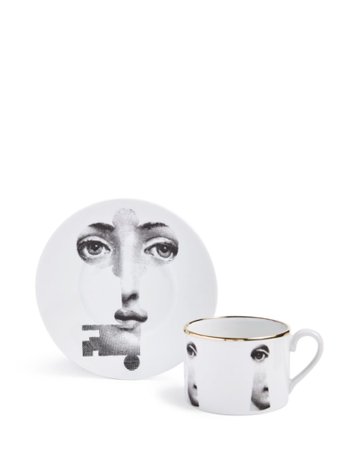 Fornasetti Variazioni Serratura Tea Cup In Weiss