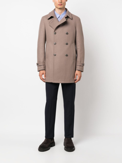 Tagliatore Double-breasted Notched-lapels Coat In Nude