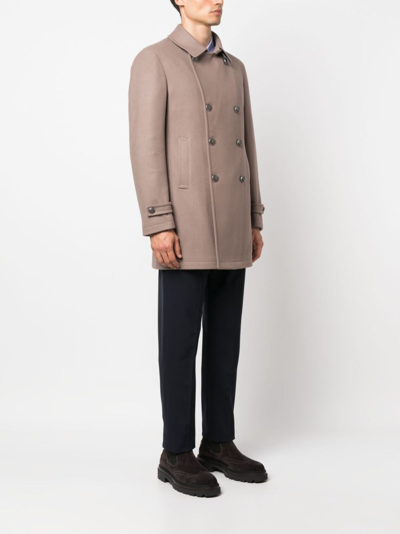 Tagliatore Double-breasted Notched-lapels Coat In Nude
