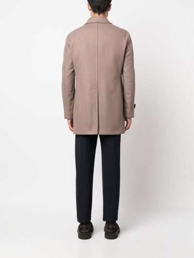 Tagliatore Double-breasted Notched-lapels Coat In Nude