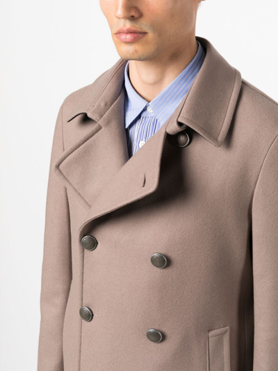 Tagliatore Double-breasted Notched-lapels Coat In Nude