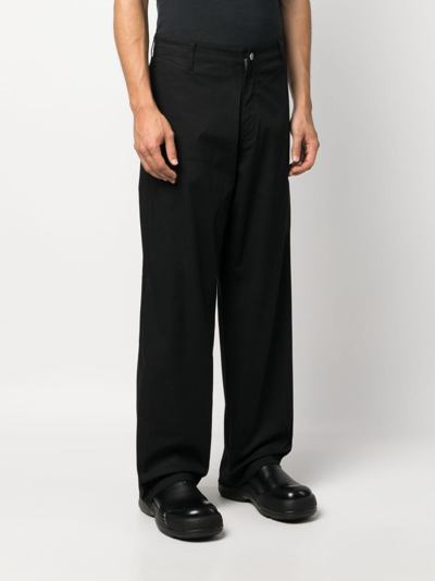 Shop Emporio Armani Wide-leg Cotton Trousers In Schwarz
