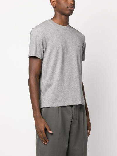 Shop Ami Alexandre Mattiussi Logo-embroidered Cotton T-shirt In Grau