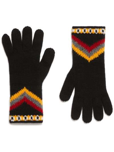 Shop Alanui Antarctic Circle Wool Gloves In Black