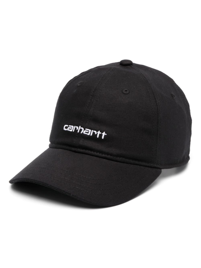 Shop Carhartt Script Logo-embroidered Baseball Cap In Black
