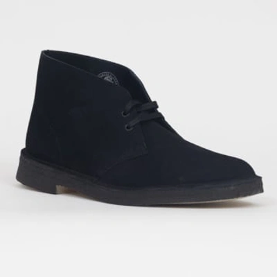 Shop Clarks Originals Desert Boots In Black Suede