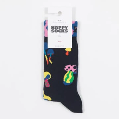 Shop Happy Socks Mushroom Socks In Black & Multi
