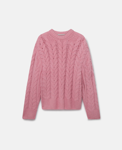 Shop Stella Mccartney Cable Knit Cape Jumper In Camellia Pink