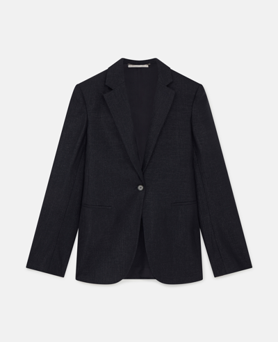 Shop Stella Mccartney Lurex Wool Slim Fit Tailored Blazer In Ink