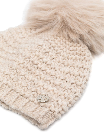 Paz Rodriguez Pompom-detail Knitted Hat In Neutrals