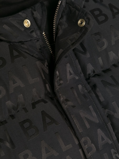 Shop Balmain Logo-print Padded Down Jacket In Black