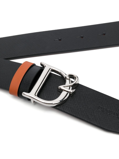 Shop Dsquared2 D2 Statement-buckle Leather Belt In Black