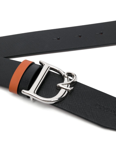 Dsquared2 D2 Statement-buckle Leather Belt In Black