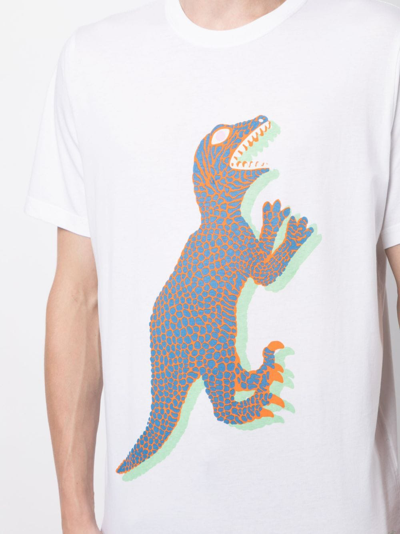 Shop Ps By Paul Smith Dino-print Cotton T-shirt In White