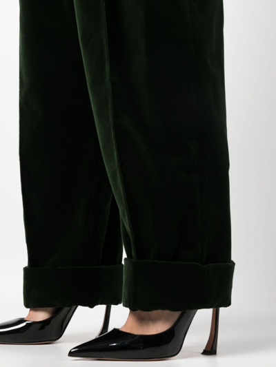 Shop Alexandre Vauthier High-waisted Velvet Trousers In Green