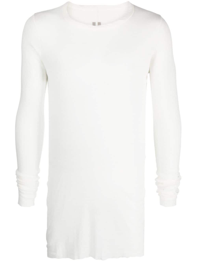 Rick Owens Long-sleeve Fine-ribbed T-shirt In White