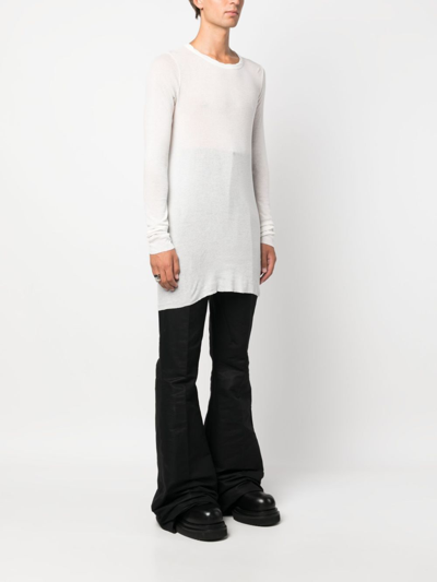 Rick Owens Long-sleeve Fine-ribbed T-shirt In White
