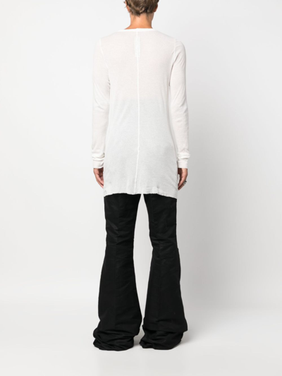 Rick Owens Long-sleeve Fine-ribbed T-shirt In White