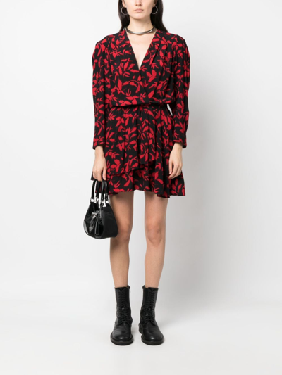 Shop Zadig & Voltaire Rogers Leaf-print Minidress In Black