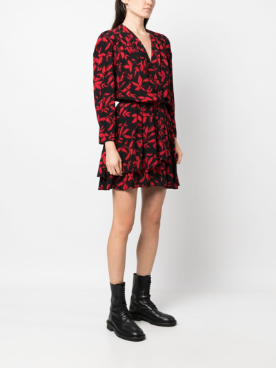 Shop Zadig & Voltaire Rogers Leaf-print Minidress In Black