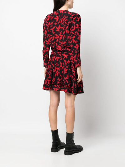 Shop Zadig & Voltaire Rogers Leaf-print Minidress In Black