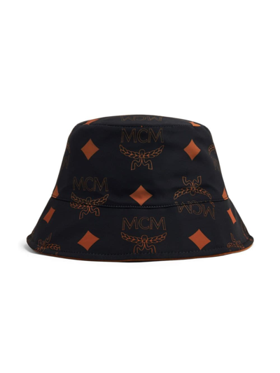 Shop Mcm Logo-print Cotton Bucket Hat In Black