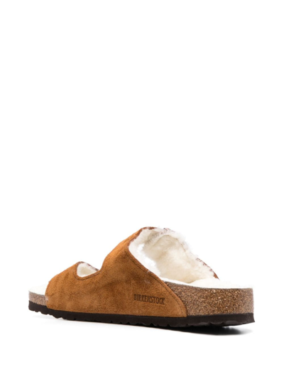 Shop Birkenstock Arizona Shearling Sandals In Brown