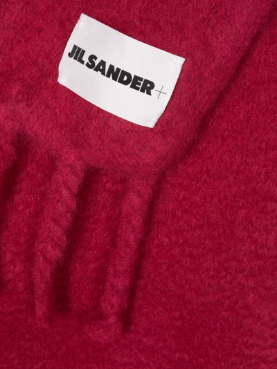 Shop Jil Sander Brushed-effect Mohair-wool Scarf In Red