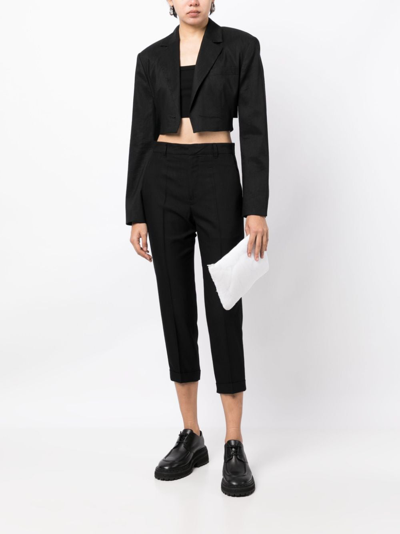 Shop Yohji Yamamoto Pressed-crease Cropped Trousers In Black