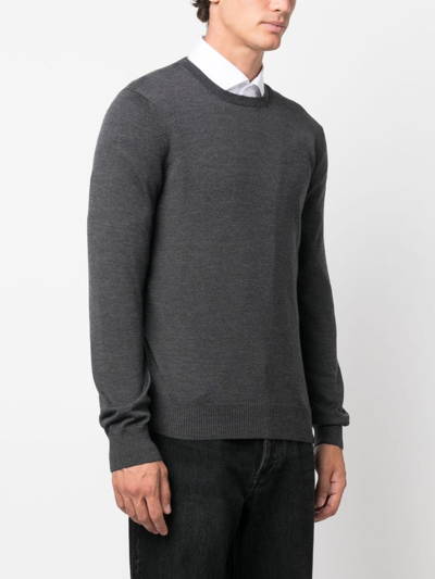 Shop Fay Crew-neck Wool Jumper In Grey