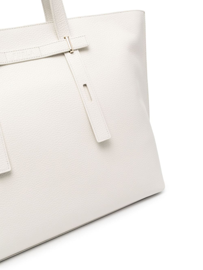 Shop Furla Giove Leather Tote Bag In White
