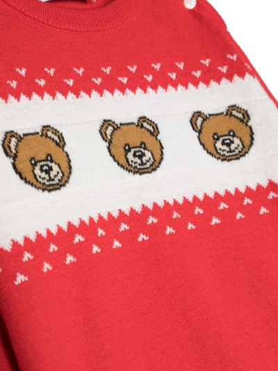 Shop Moschino Teddy Bear Intarsia-knit Jumper In Red