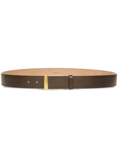 Shop Bally Outline Grained-texture Belt In Brown