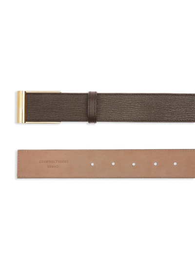 Shop Bally Outline Grained-texture Belt In Brown