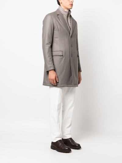 Herno Hybrid High-neck Single-breasted Coat In Grey
