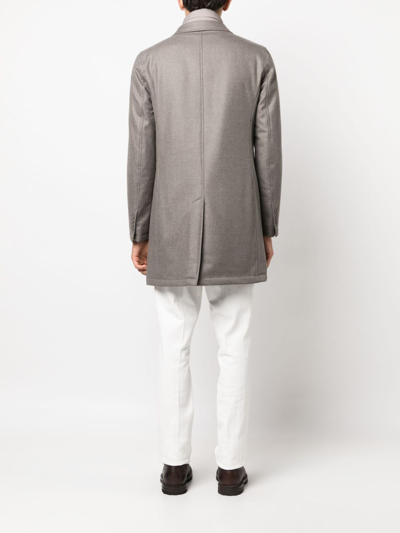 Herno Hybrid High-neck Single-breasted Coat In Grey