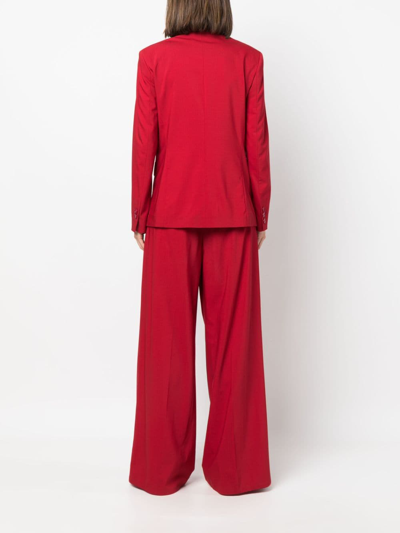 Shop Dorothee Schumacher Double-breasted Virgin Wool-blend Blazer In Red