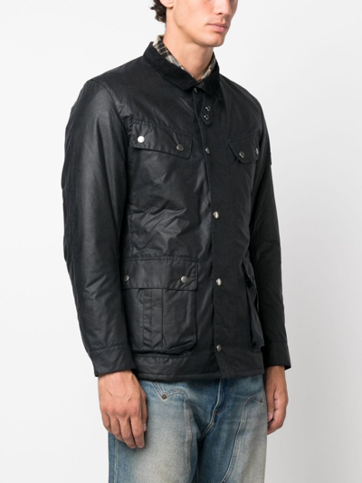 Shop Barbour International Dude Waxed Military Jacket In Blue