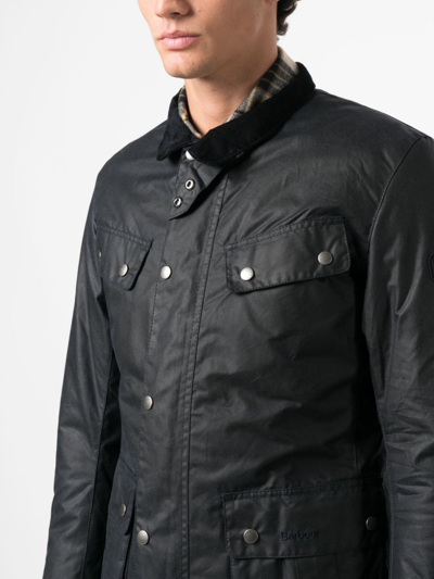 Shop Barbour International Dude Waxed Military Jacket In Blue