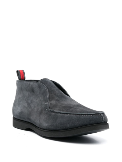 Shop Kiton Suede Derby Shoes In Grey