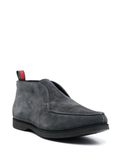 Kiton Suede Derby Shoes In Grey