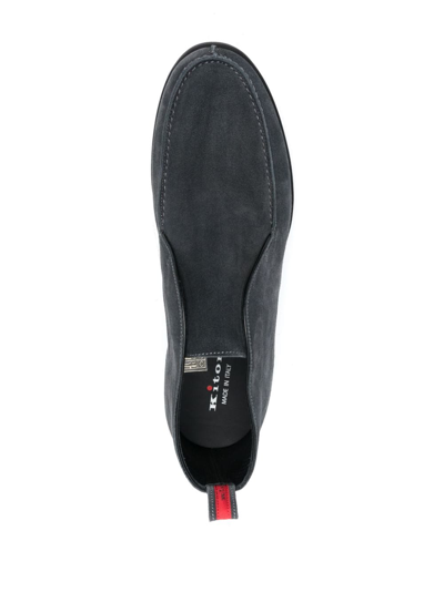 Kiton Suede Derby Shoes In Grey