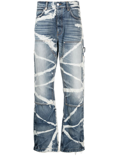 Shop Amiri Bleached Straight-leg Jeans In Blue