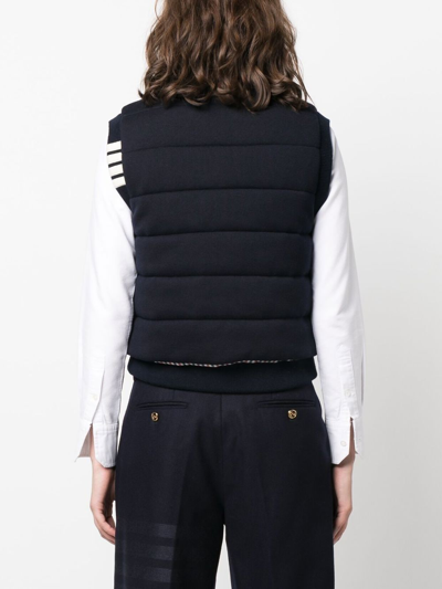 Thom Browne 4-bar Stripe Reversible Vest In Blue