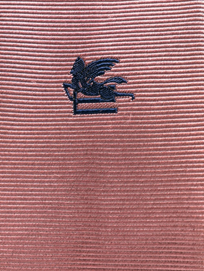 Shop Etro Pegaso Logo-embroidered Silk Tie In Pink