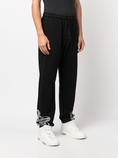 Shop Marcelo Burlon County Of Milan Logo-print Organic-cotton Track Pants In Black